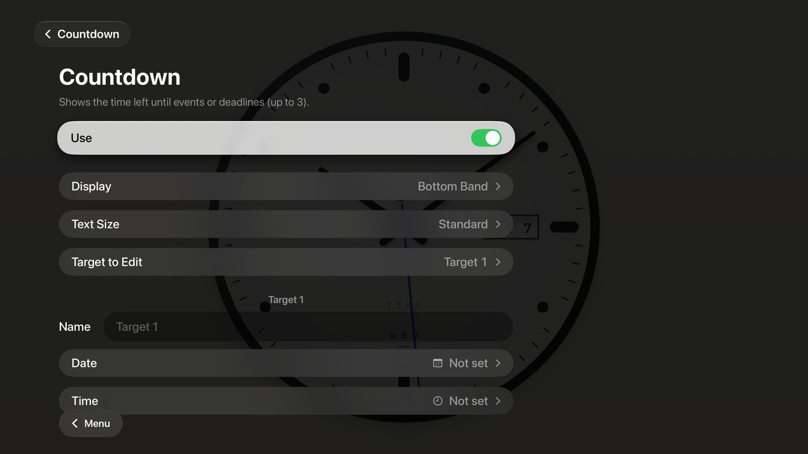 Countdown settings